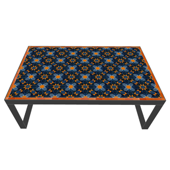 Mosaic House Moroccan tile Custom Table 29-3-6-15-2-20 Orange Midnight Blue Black Cobalt Blue Light Blue Sea Blue  zellige, mosaic, zellij, field, pattern, glaze 